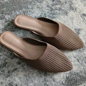 Journee Collection Taupe Knit Mules Slip-on Flats Womens 7
